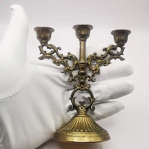 Chic Vintage Candlestick 3 Candles Alloy Bronze 60% 118g - Picture 1 of 6