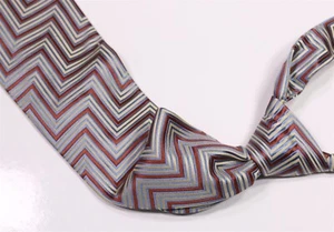 Ermenegildo Zegna Blue Gold Bronze Zig-Zag Silk Jacquard Necktie Tie - Picture 1 of 6