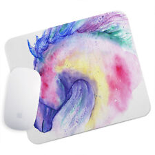 UK Seller Anti-Slip Gamimg Mouse Pad Mat PC Laptop Pink Blue Horse Watercolour