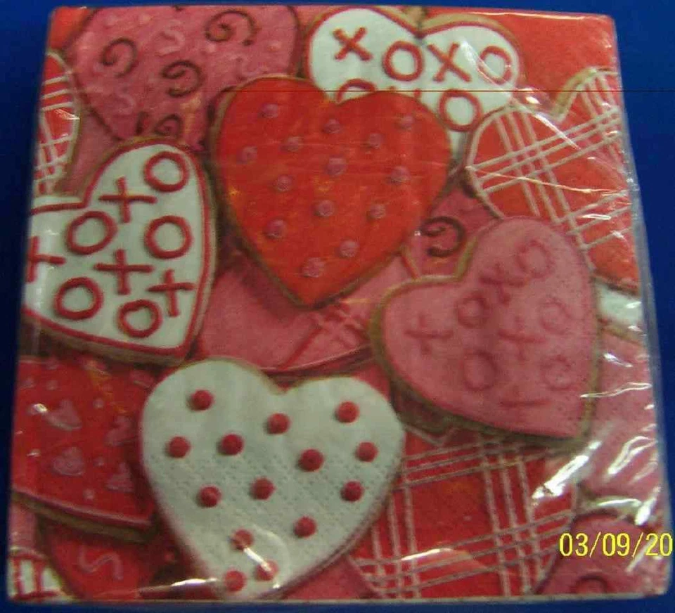 Galletas de corazón esmerilado día de San Valentín rosa fiesta servilletas de papel para bebidas Foto 1 de 1