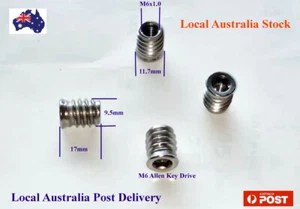 Qty 10 M6 17mm Hard Wood Timber Threaded Stainless Steel Insert Hex Allen Nut - Picture 1 of 1