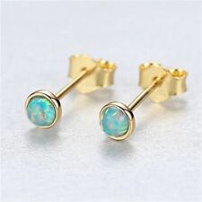 Tiny mini  Green Opal 925 Sterling Silver 14k Gold plated Earring studs