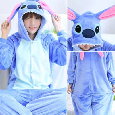 Unisex Adult Animal Onesie11 Stitch Kigurumi Cosplay Pajama Costume Sleepwear - Image 1 of 4