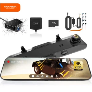 WOLFBOX G900 Free 32GB Card 4K+2.5K Front and Rear Mirror Camera Dash Cam - Picture 1 of 9
