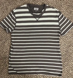 Converse One-Star Black & Light Gray Striped Crewneck T-shirt - Size XL - Picture 1 of 6