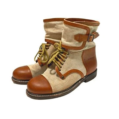 See by Chloe Combat boots leather canvas lace up biker designer size 37.5 EU - Image 1 of 4