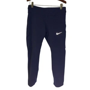 Nike Women's Epic Lux Cropped Running Tights Size M Navy Blue Zippered Pocket - Picture 1 of 7