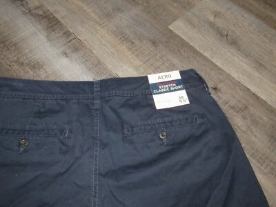 Nuevo con etiquetas Nuevo AERO Hombres 30 Azul Elastizado Clásico Pantalones Cortos 9.5" Entrepierna Frente Plano Algodón Foto 1 de 3