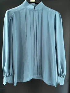 Damen Bluse langarm Petrol hochgeschlossen Gr. 42 v. Alexander - Picture 1 of 3