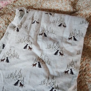 Eddie Bauer Home King FLAT SHEET ONLY Cotton Flannel Dog Friends “Blue” - Picture 1 of 3