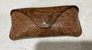 Vtg Ralph Lauren Tooled Leather Brown Eyeglasses/ Sunglasses Case Western Style - Picture 1 of 13