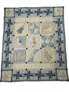 Vintage Angels 90s Baby Quilt Blanket Throw Handmade Farmhouse Cottage READ - Picture 1 of 7