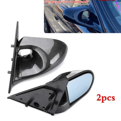 Пара боковых зеркал заднего вида из углеродного волокна для Honda Civic 4dr 1992-1995 - Изображение 1 из 4