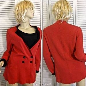 NEU MIT ETIKETT ZOZO PULLOVER MEDIUM ROT & SCHWARZ ZWEIREIHIG TAILLIERT CARDIGAN STRICK - Bild 1 von 11