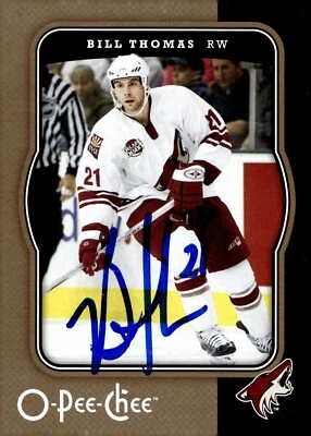 Bill Thomas - Signed 2007-08 O-Pee-Chee Card #372 - Arizona Coyotes - Image 1 of 2