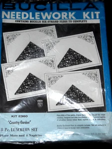 Country Garden 8 Pc Luncheon Set Place Mats Napkins Kit to Embroider Bucilla F4 - Picture 1 of 2