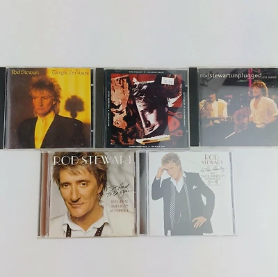 5 Rod Stewart CDs Great Am. Songbook 1 & 2/Vagabond/Unplugged/Tonight I'm Yours Foto 1 de 4