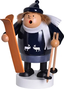 KWO - Räuchermann Skifahrerin, Holzkunst, 20cm - Picture 1 of 1