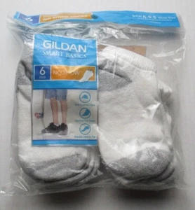 New Boys Size S 6-9.5 Shoe Size Gildan 6 Pair No Show Socks - Picture 1 of 2