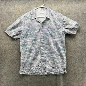 Columbia Shirt Men Small Adult Gray Pink Button Down Camouflage Vented PFG Vtg - Picture 1 of 11