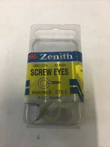 Zenith Screw Eyes 8mm No.8 x 15 Pieces PVC Coated - Picture 1 of 1