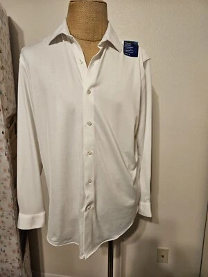 APT. 9, CAMISA DE VESTIR HOMBRE NUEVA BLANCA POLI SLIM FIT MANGA LARGA PUNTO TALLA 16-16.5 Foto 1 de 4