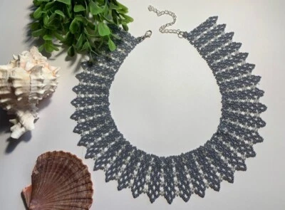 Collar de cuentas gris semilla cuentas único collar de diseñador para mujer joyería de verano Foto 1 de 4