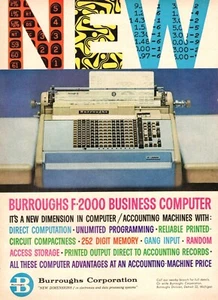 1959 vintage Office Equipment AD BURROUGHS F-2000 Business Computer   022821 - Picture 1 of 1