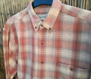 FOSTERS MENS CHECK COTTON LONG SLEEVE SHIRT APRICOT TERRACOTTA SIZE M may fit L - Picture 1 of 11