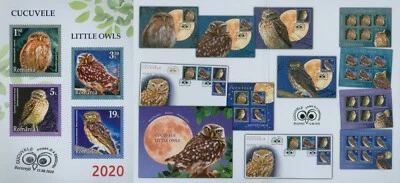 Rumänien 2020 Vögel,Käuze,Eulen,Höhleneule,Steinkauz Mi.7740-43 A,Block 840 — 第 1/2 张图片