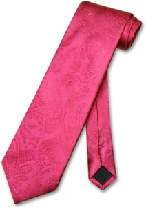 Necktie HOT PINK FUCHSIA Color Paisley Design Men'S Neck Tie, Hot Pink Fuchsia F - Picture 1 of 12