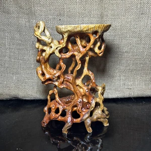 Wooden Display Stand made of Padauk, handmade sculpture, core wood, size 8."5 - Picture 1 of 11