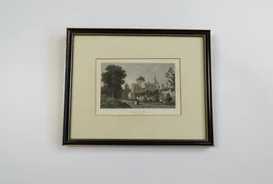 Vintage Engraving Print Ruthin Castle Wales Black  & Gold Frame  11” X 9” - Bild 1 von 7