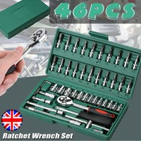46Pc Metric Socket Set 1/4" Wrench Torx Ratchet Driver Screwdriver Repair Tool