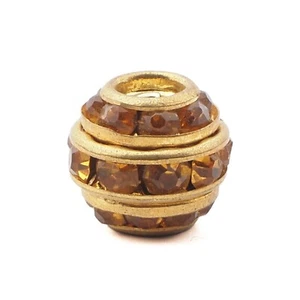 Czech vintage multi rondelle topaz rhinestone oval glass bead 9mm - Picture 1 of 4