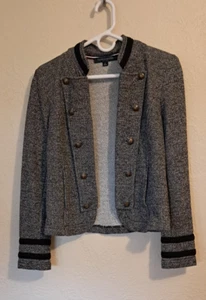 Tommy Hilfiger Open Style Military Front Button Jacket Sweater Gray Black S/P - Picture 1 of 5
