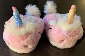 Fluffy Wonder Nation Pink and Purple Unicorn slippers/ house shoes size 11-12K - Picture 1 of 7