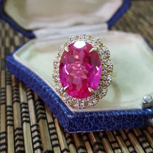 925 Sterling Silver Ring, Lab Created Ruby,Size K.5 US 5.5, Large Cocktail Ring - Picture 1 of 10