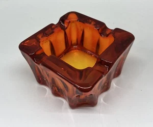Mid Century VIKING transluzent rot/orange Kunstglas Aschenbecher schwer eckig Vintage - Bild 1 von 14