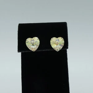 Ohrstecker 18 kt vergoldet AB Kristall Herz Allergikerfrei Schmuck - Bild 1 von 3