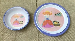 Citrus Grove Princess Castle Melamine Plate And Bowl Set Whimsical Fairy Tale - Picture 1 of 5