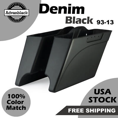 Advan Denim Black Stretched Saddlebags Bottoms Fits for Harley 1993-2013 - Image 1 of 4