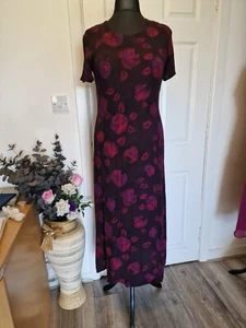 NEXT size 14 floral maxi body con dress in dark purple floral - Picture 1 of 8
