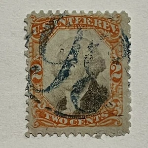 EARLY US 2C REVENUE STAMP WITH VERY INTERESTING BLUE "98" SON SOTN FANCY CANCEL - Picture 1 of 2