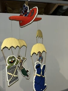Vintage Sesame Street Baby Crib Mobile Yard Crochet Needlepoint Bert @ Ernie - Picture 1 of 15