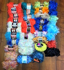 Wow! 4 LBS = 36 Skeins EYELASH FUN FUR YARN Bernat Paton Tickle Cha Cha COLORS - Picture 1 of 5