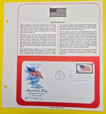 Honoring American Flag Independence Day July4th 1957 Washington 4¢ FDC 48 State - Image 1 of 3