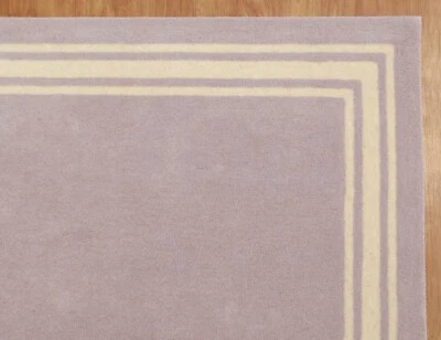 Hotel Harper Border Purple Modern Hand-Tufted 100% Wool Soft Area Rug Carpet - Image 1 of 4