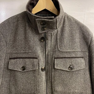 H&M Mens 42R Wool Polyester Blend Heavy Coat Jacket Button Zipper Pockets - Picture 1 of 22