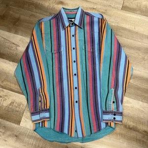 Vintage Wrangler Brushpopper Shirt Men’s 15.5/34 M Western Striped - Picture 1 of 8